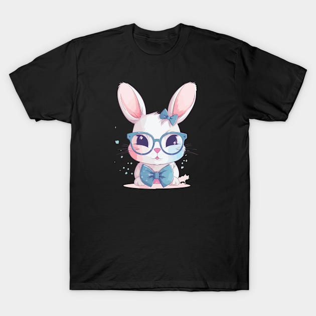 Cute Bunny with Glasses and a Bow Tie T-Shirt by WAADESIGN